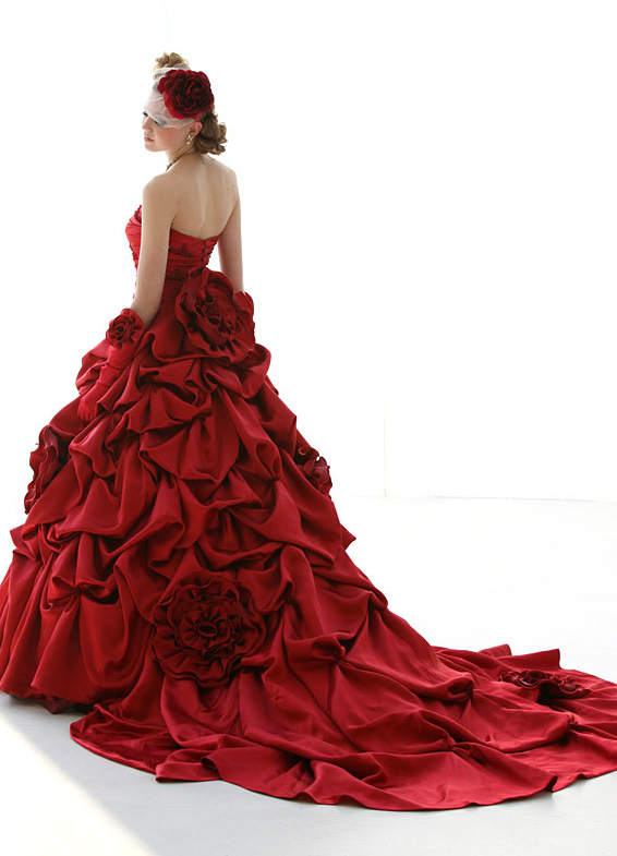 プレシャスカラードレス　レッド赤　シルク